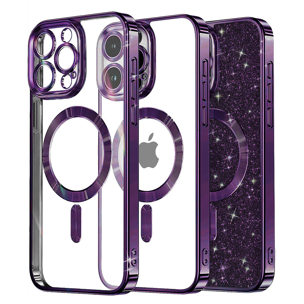 Θήκη MagSafe για Apple iPhone 16 Pro Max, Techsuit, Luxury Glitter, Σκούρο Μωβ