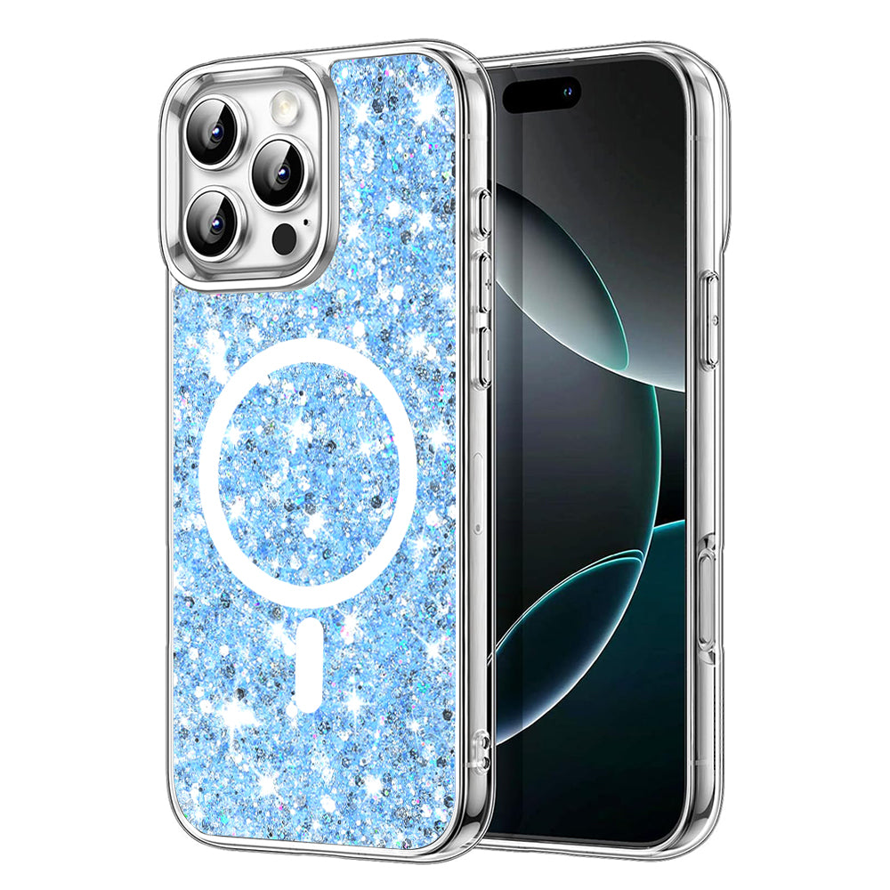 Θήκη MagSafe για Apple iPhone 16 Pro Max, Techsuit, Sparkly Glitter, Μπλε
