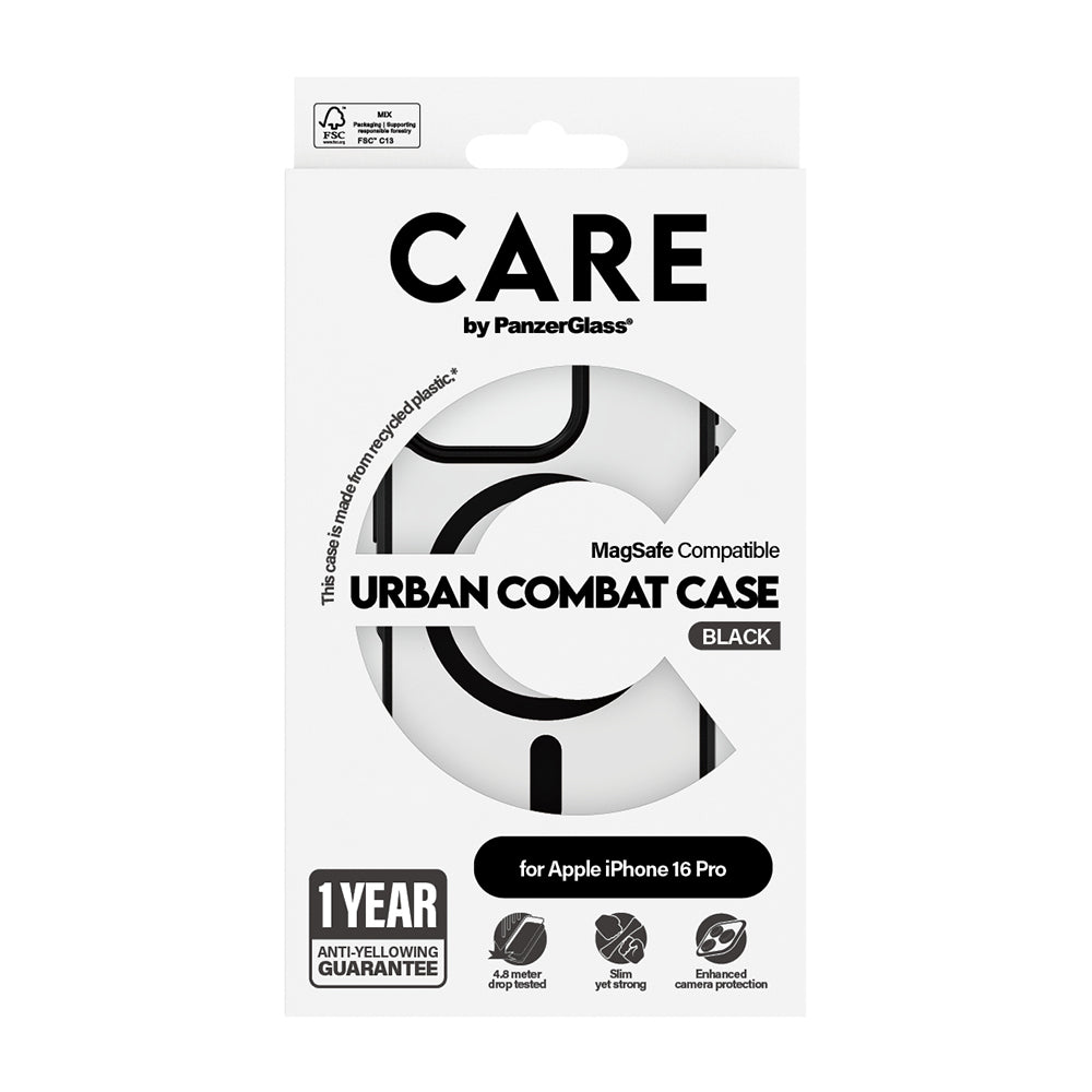 Θήκη MagSafe για Apple iPhone 16 Pro, PanzerGlass, Care Urban Combat, Διάφανη Μαύρη
