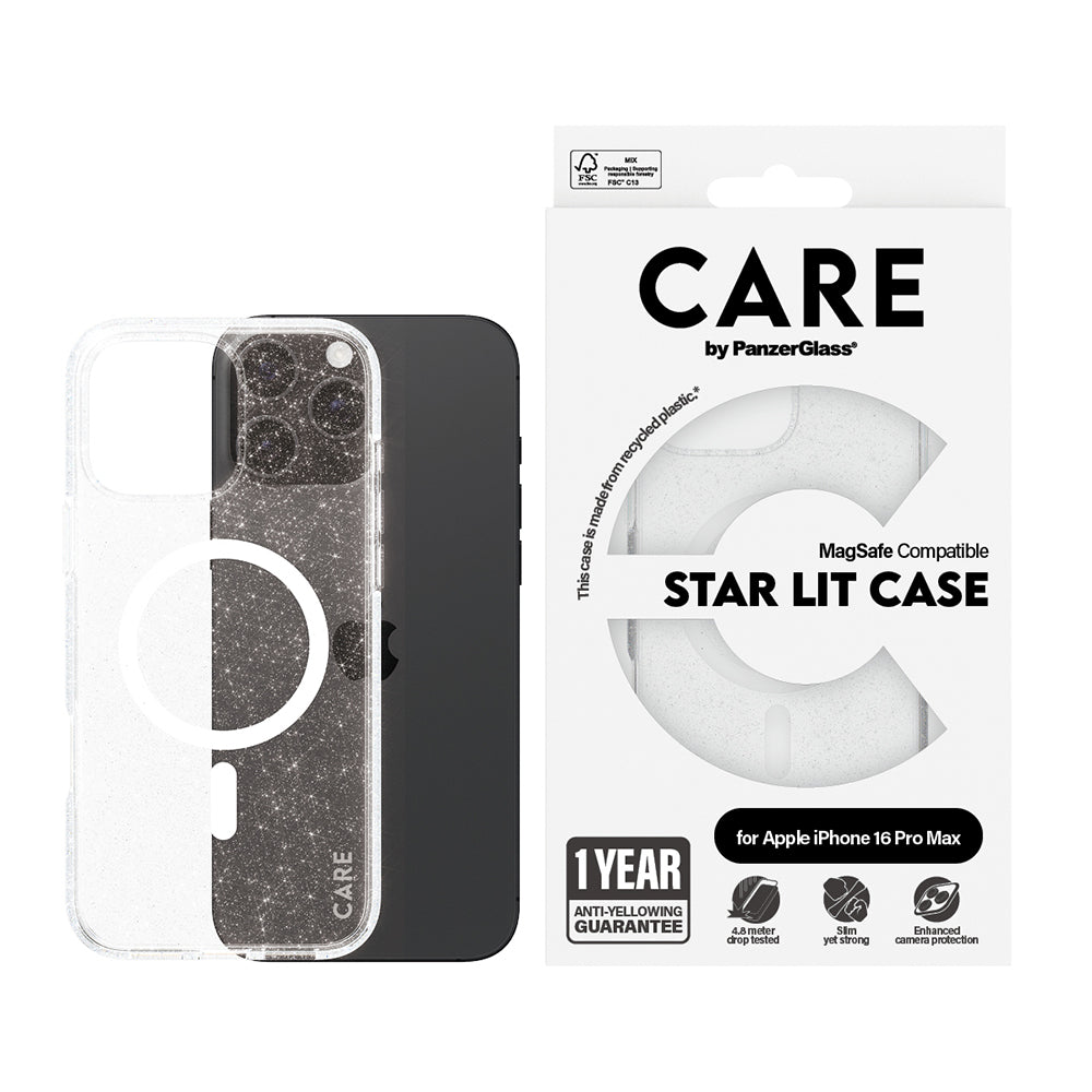 Θήκη MagSafe για Apple iPhone 16 Pro, PanzerGlass, Care Urban Combat Star Lit, Διαφανής Λευκή