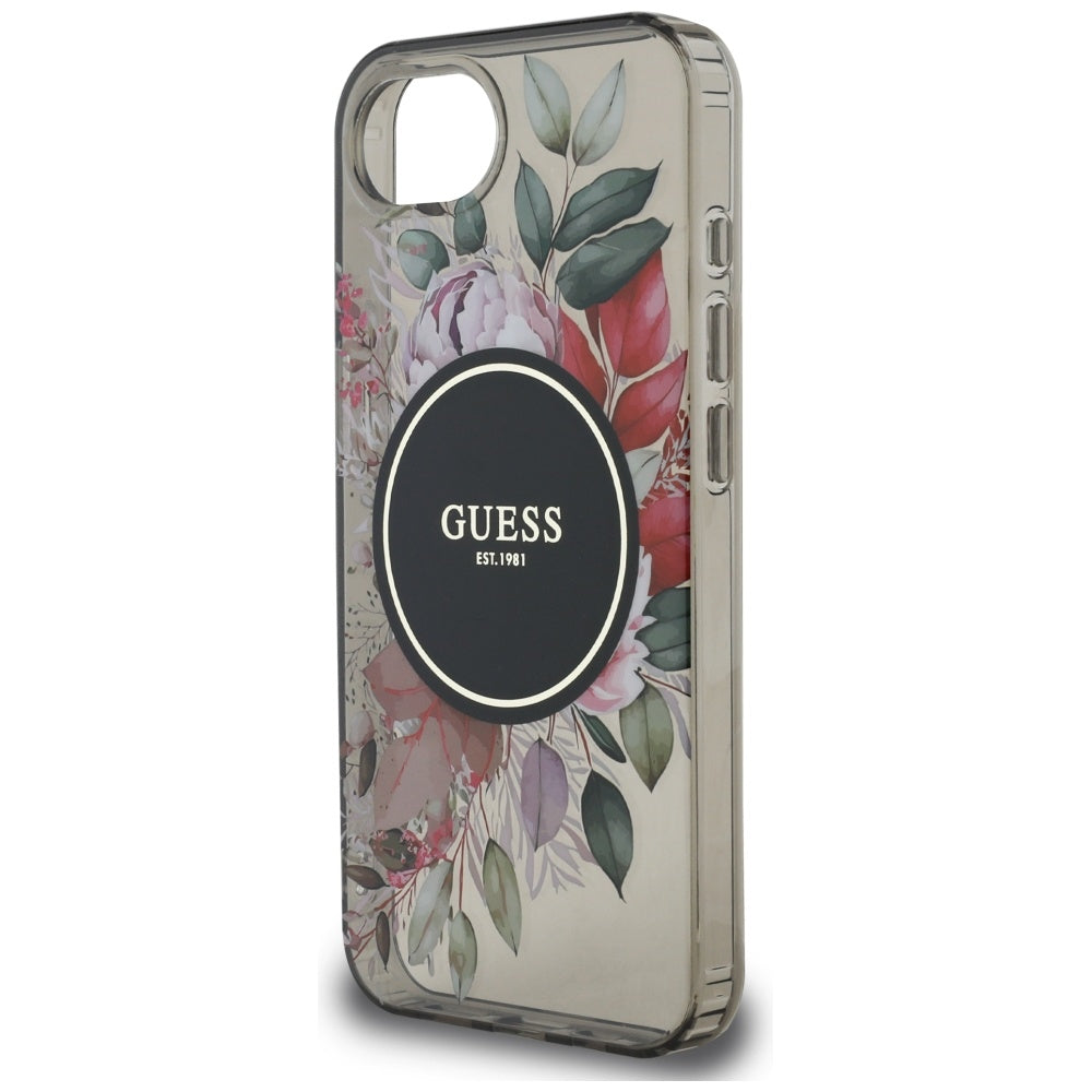 Θήκη MagSafe για Apple iPhone 17e / 16e, Guess, IML Flowers, Μαύρη