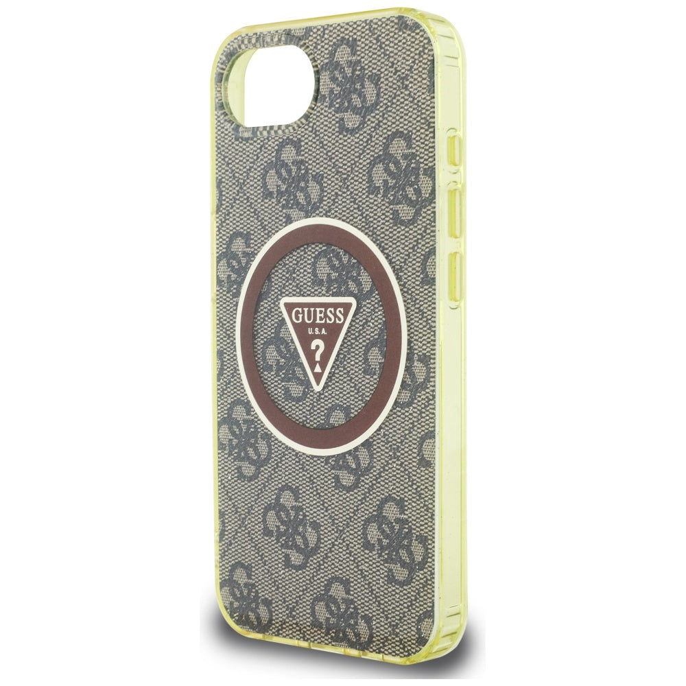 Θήκη MagSafe για Apple iPhone 17e / 16e, Guess, IML Glitter 4G Circle Triangle, Καφέ