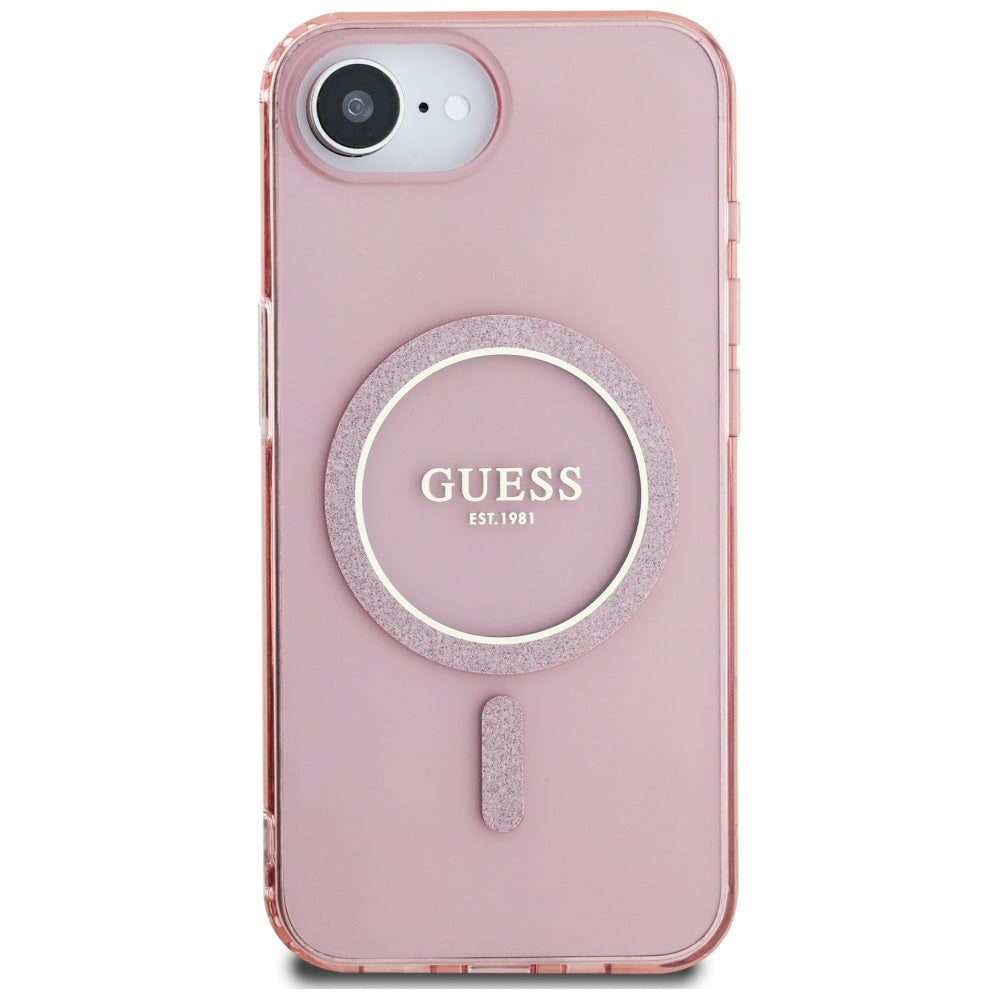 Θήκη MagSafe για Apple iPhone 17e / 16e, Guess, IML Glitter Circle, Ροζ