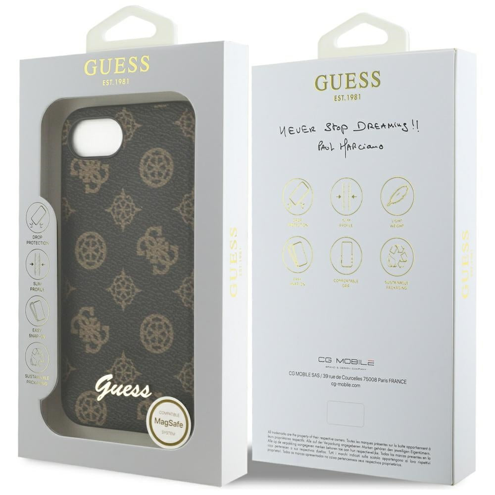 Θήκη MagSafe για Apple iPhone 17e / 16e, Guess, Peony Script, Μαύρη