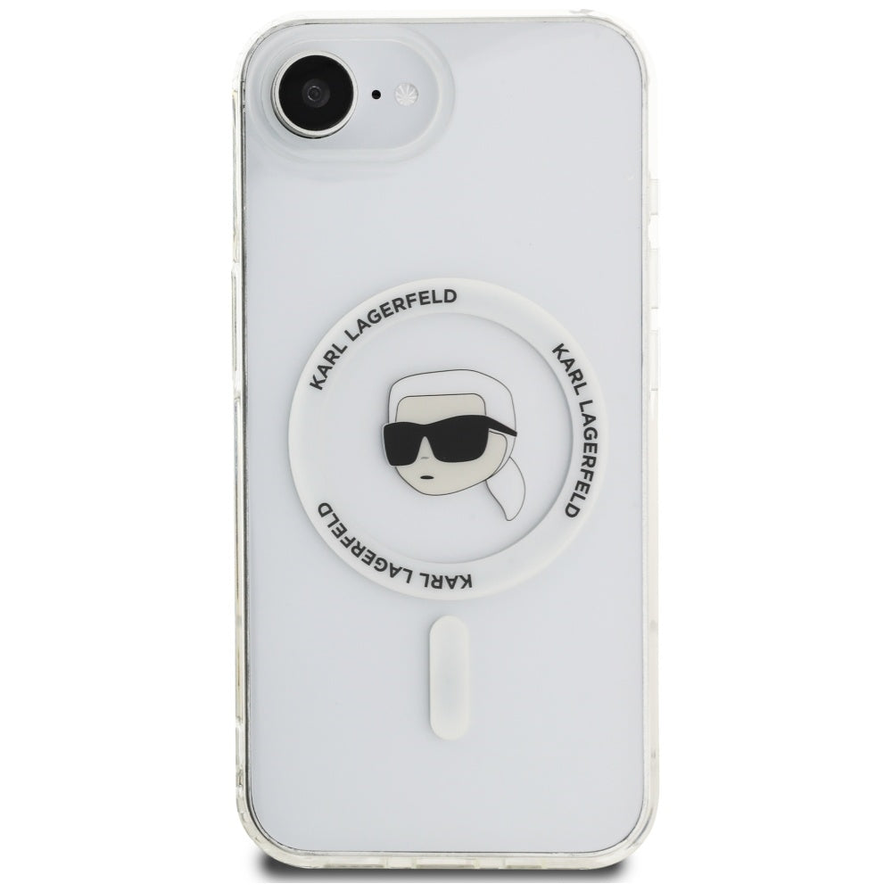 Θήκη MagSafe για Apple iPhone 17e / 16e, Karl Lagerfeld, IML Karl's Head, Λευκή