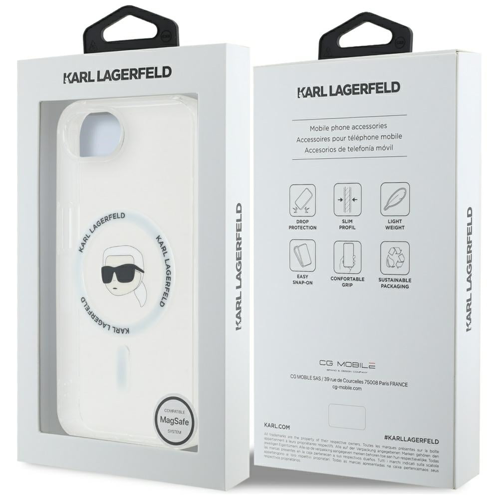 Θήκη MagSafe για Apple iPhone 17e / 16e, Karl Lagerfeld, IML Karl's Head, Λευκή