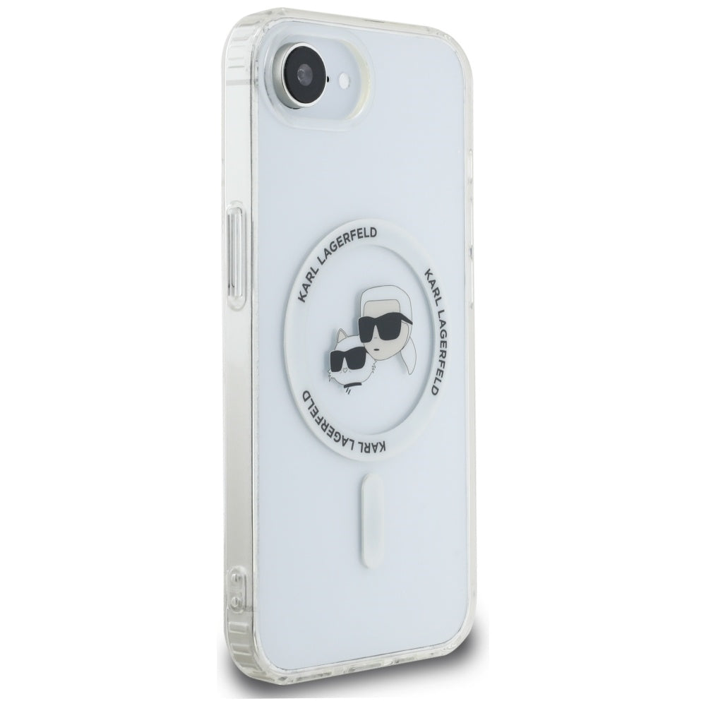 Θήκη MagSafe για Apple iPhone 17e / 16e, Karl Lagerfeld, IML Metal Karl & Choupette's Heads, Λευκή