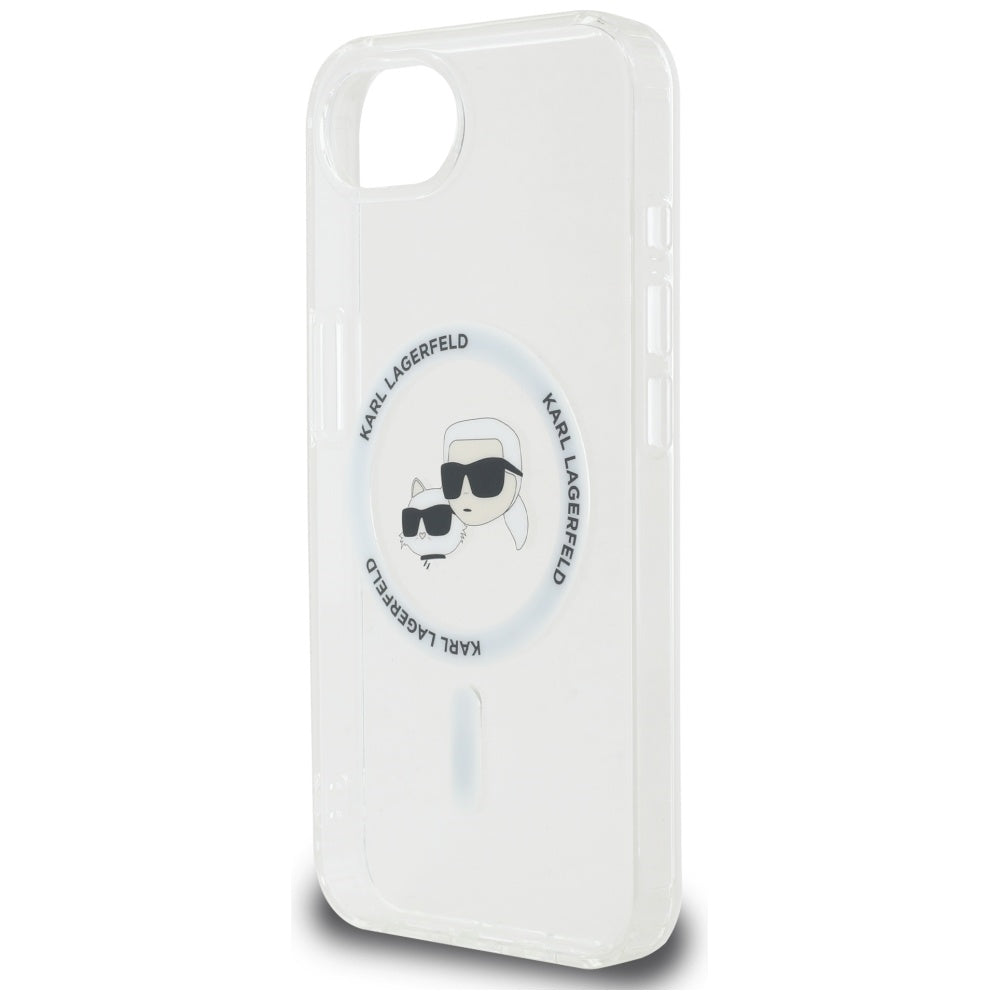 Θήκη MagSafe για Apple iPhone 17e / 16e, Karl Lagerfeld, IML Metal Karl & Choupette's Heads, Λευκή