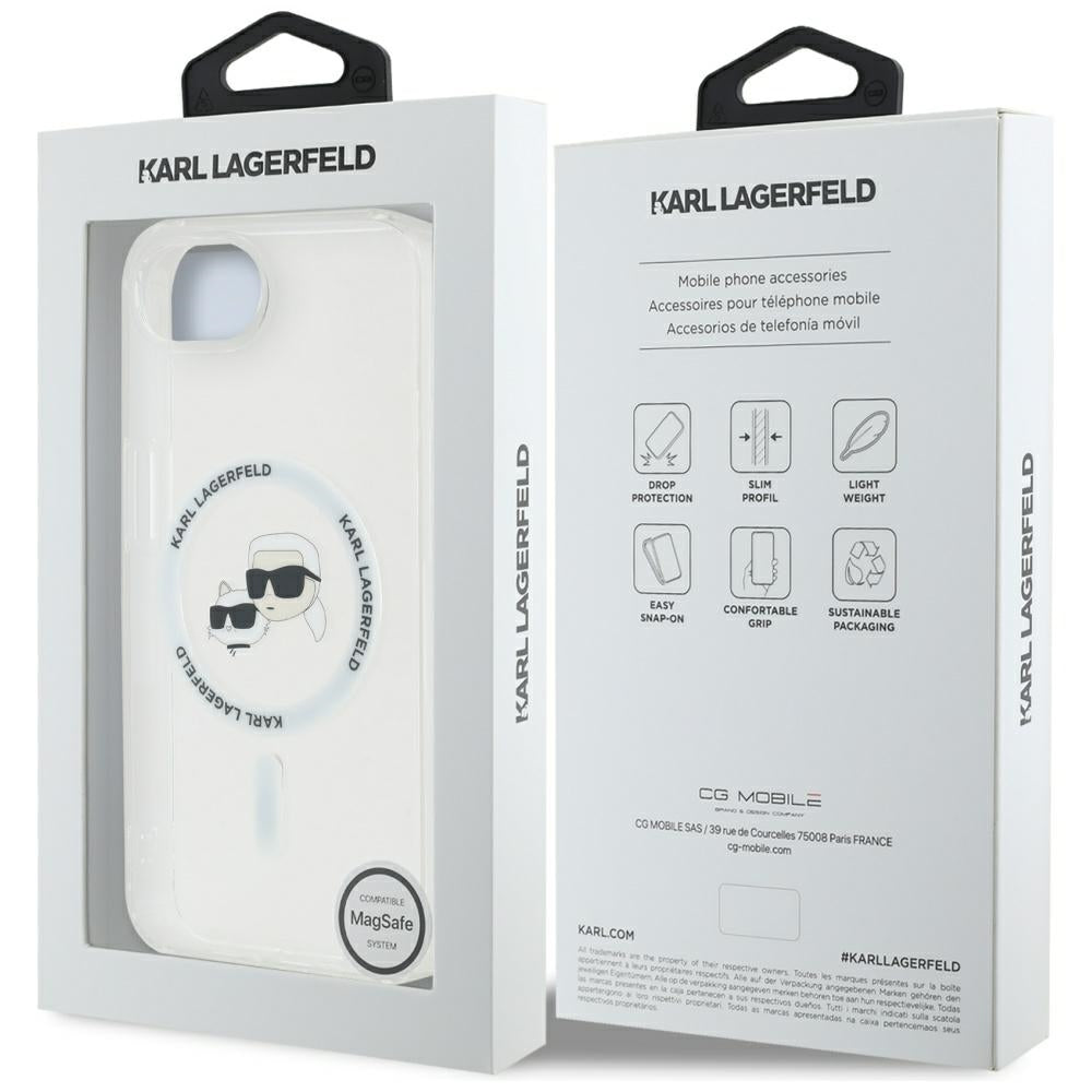 Θήκη MagSafe για Apple iPhone 17e / 16e, Karl Lagerfeld, IML Metal Karl & Choupette's Heads, Λευκή