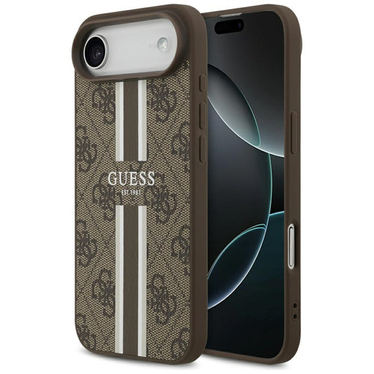 Θήκη MagSafe για Apple iPhone 17 Air, Guess, 4G Printed Stripes, Καφέ