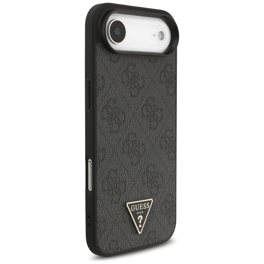Θήκη MagSafe για Apple iPhone 17 Air, Guess, 4G Triangle Logo με Λουράκι Κορδονιού, Μαύρη