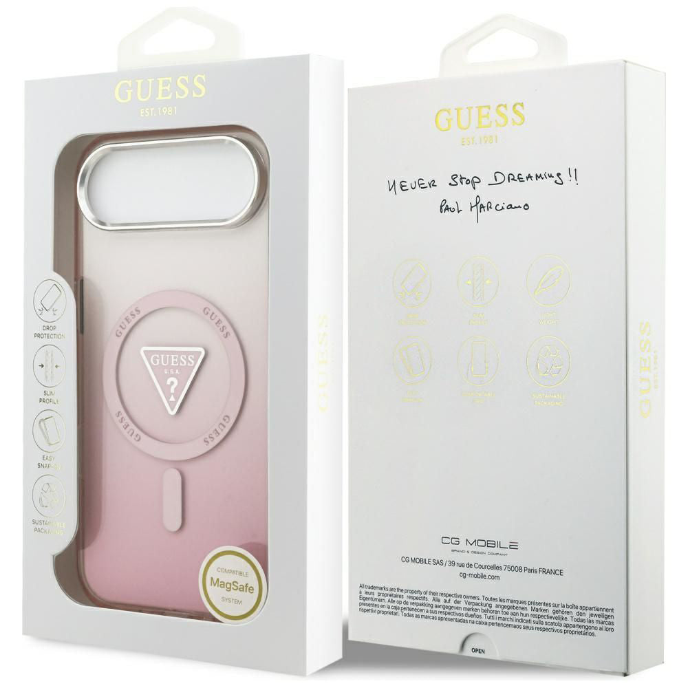 Θήκη MagSafe για Apple iPhone 17 Air, Guess, IML Gradient Triangle Logo, Ροζ