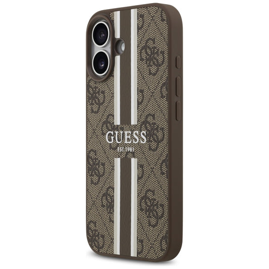 Θήκη MagSafe για Apple iPhone 17, Guess, 4G Printed Stripes, Καφέ