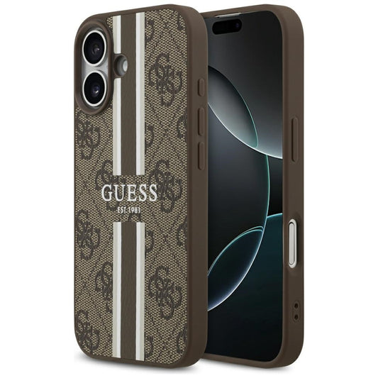 Θήκη MagSafe για Apple iPhone 17, Guess, 4G Printed Stripes, Καφέ