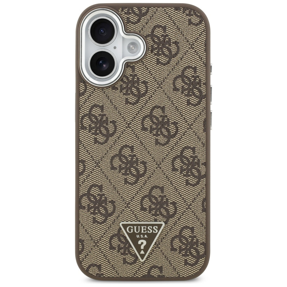 MagSafe Case for Apple iPhone 17, Guess, 4G Triangle Logo, Silver Brown