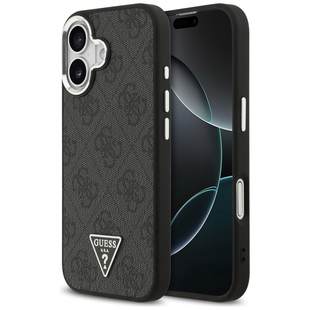Θήκη MagSafe για Apple iPhone 17, Guess, 4G Triangle Logo, Μαύρη Ασημί