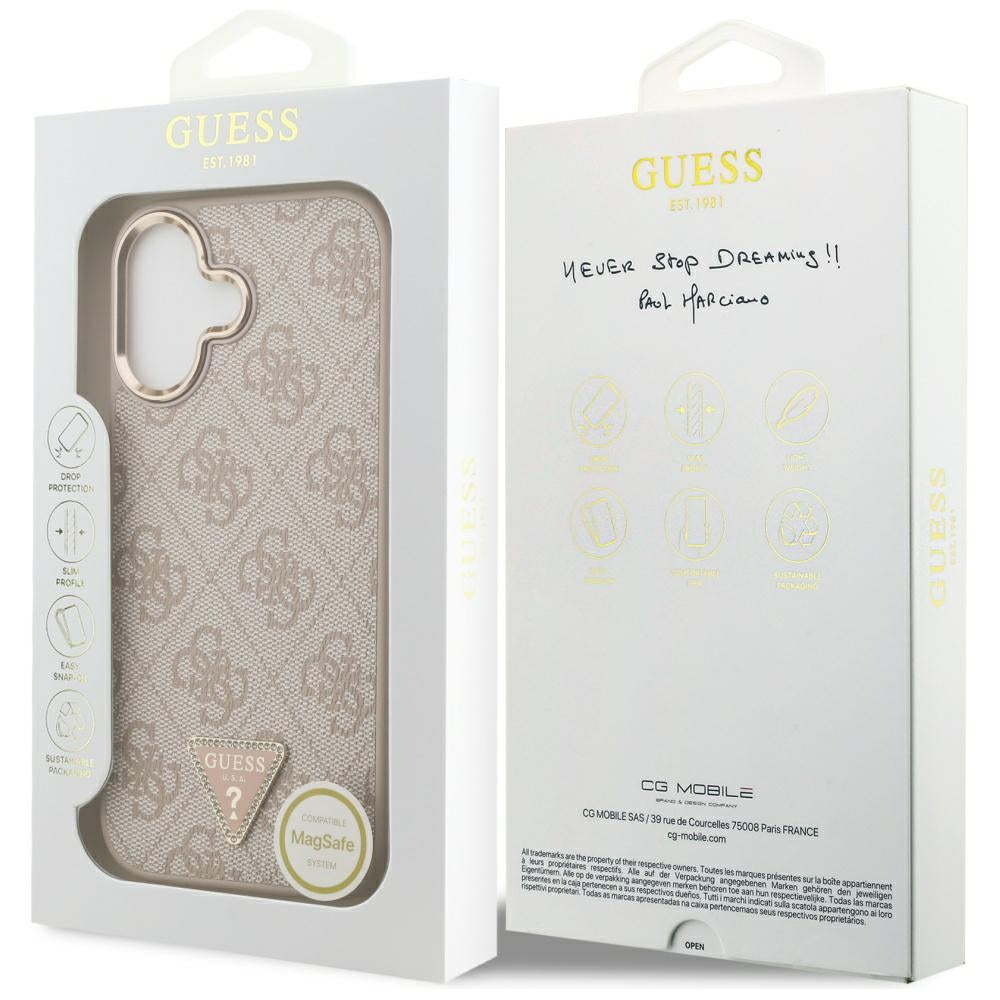 Θήκη MagSafe για Apple iPhone 17, Guess, 4G Triangle Logo, Ροζ Χρυσό