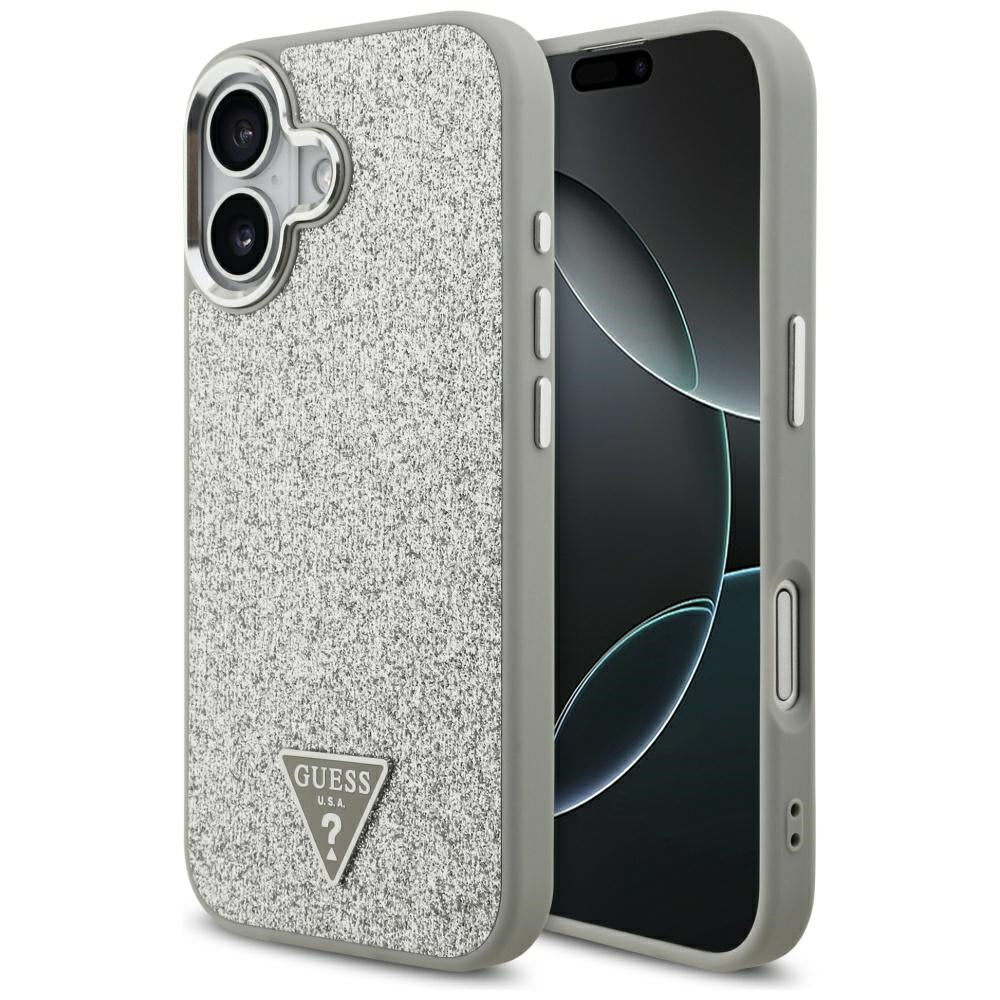 Θήκη MagSafe για Apple iPhone 17, Guess, Glitter Triangle Logo, Ασημί