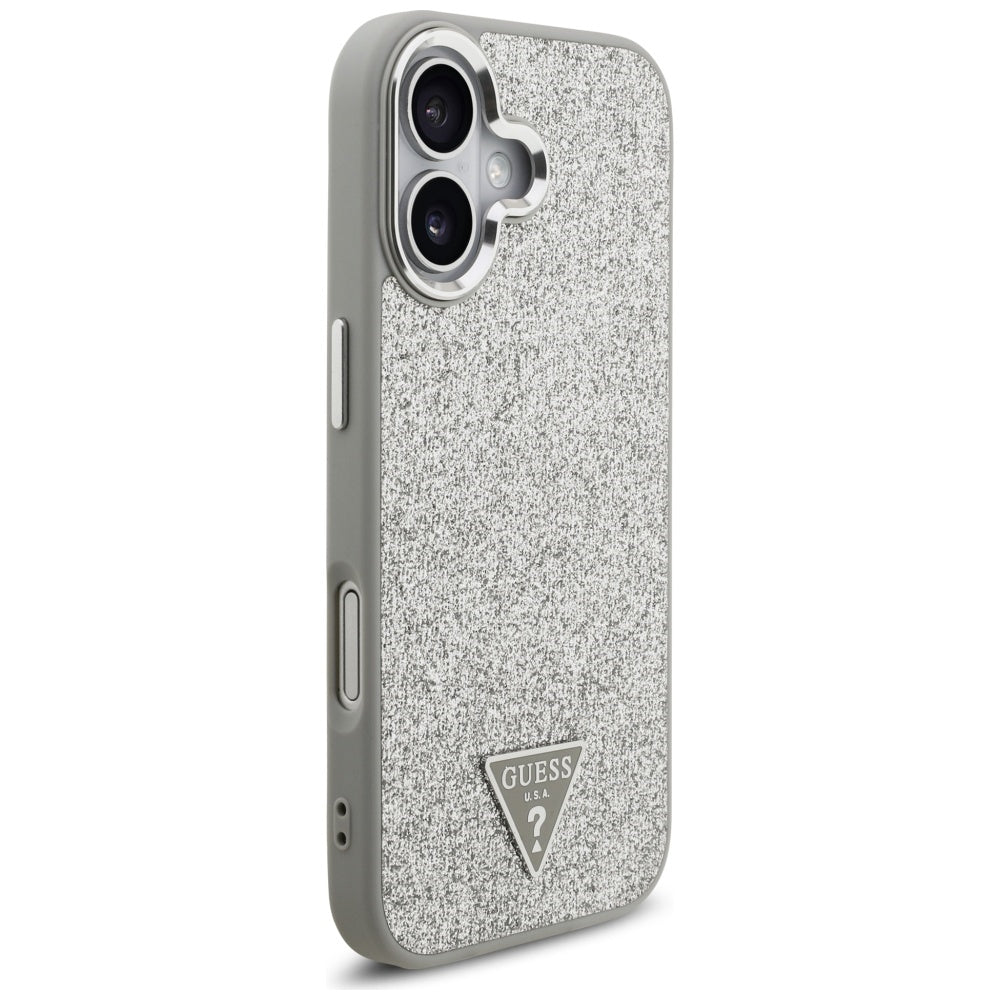 Θήκη MagSafe για Apple iPhone 17, Guess, Glitter Triangle Logo, Ασημί