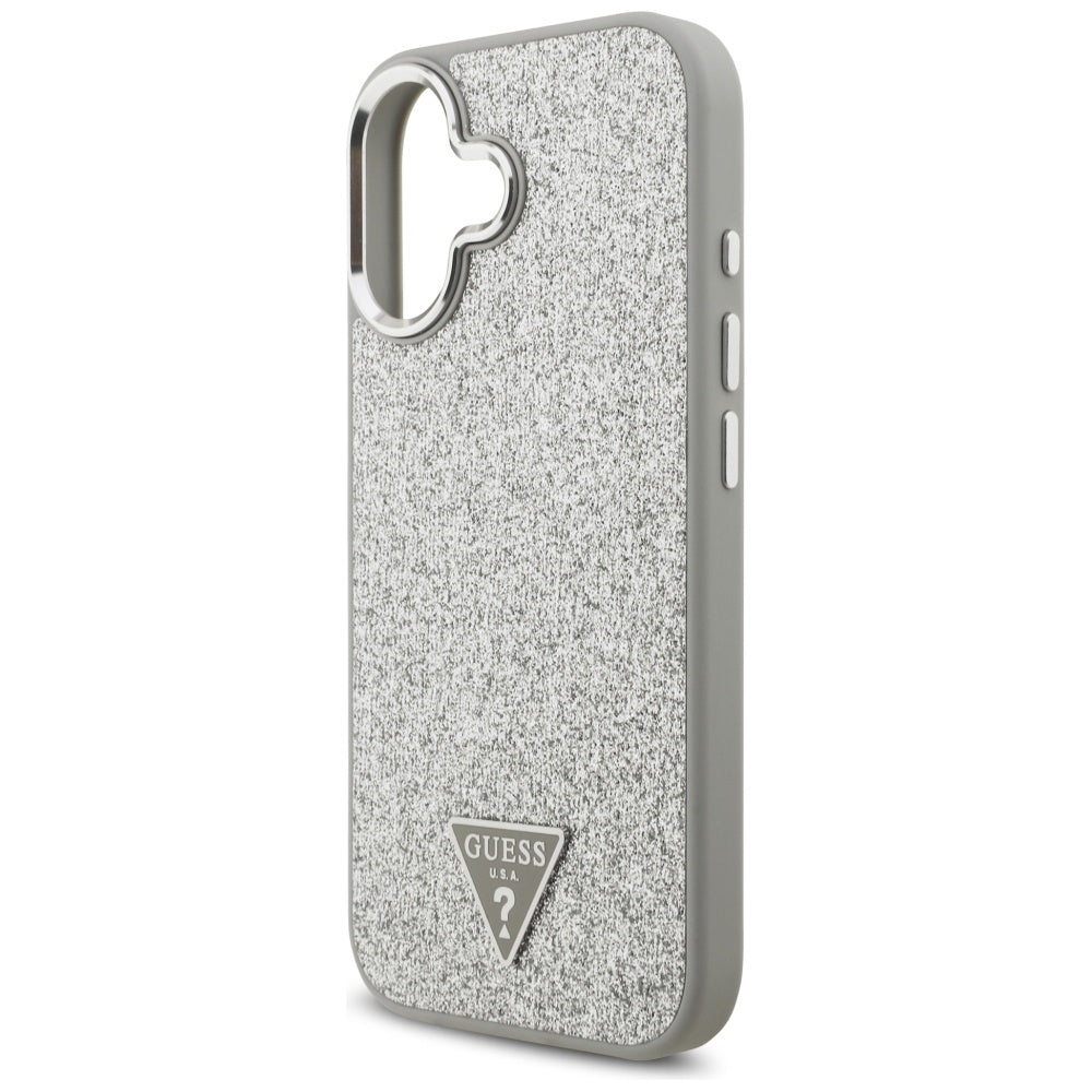 Θήκη MagSafe για Apple iPhone 17, Guess, Glitter Triangle Logo, Ασημί