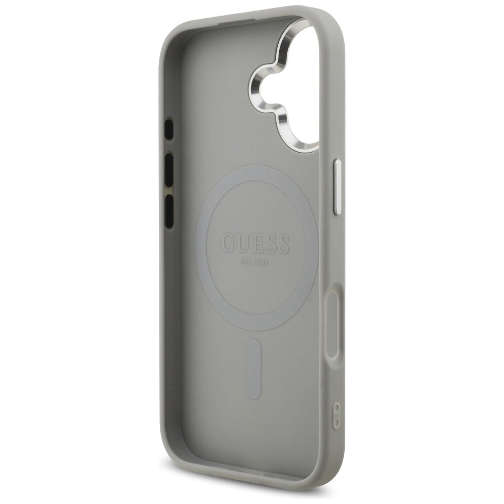 Θήκη MagSafe για Apple iPhone 17, Guess, Glitter Triangle Logo, Ασημί