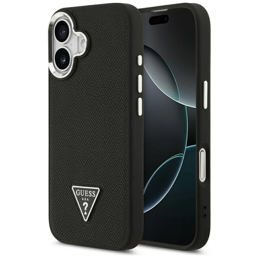 Θήκη MagSafe για Apple iPhone 17, Guess, Grained Triangle Logo, Μαύρη