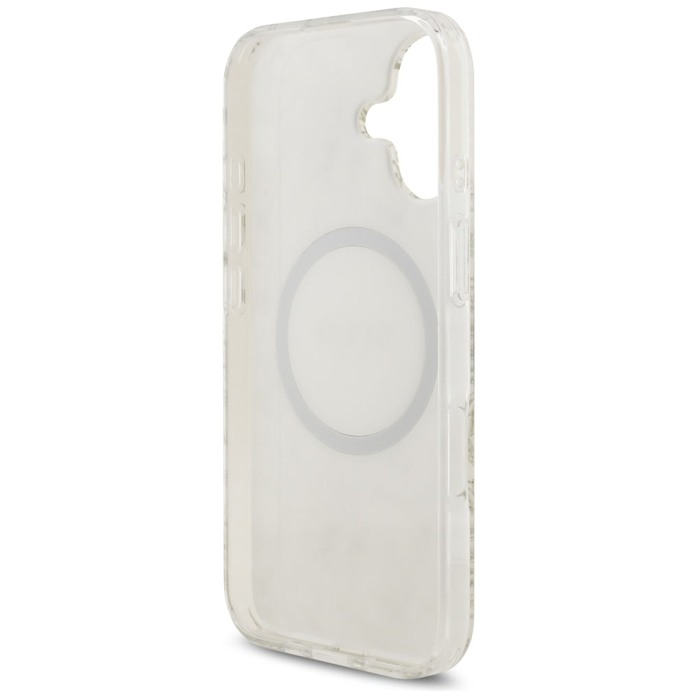 Θήκη MagSafe για Apple iPhone 17, Guess, IML Flowers with Pearl Strap, Λευκή