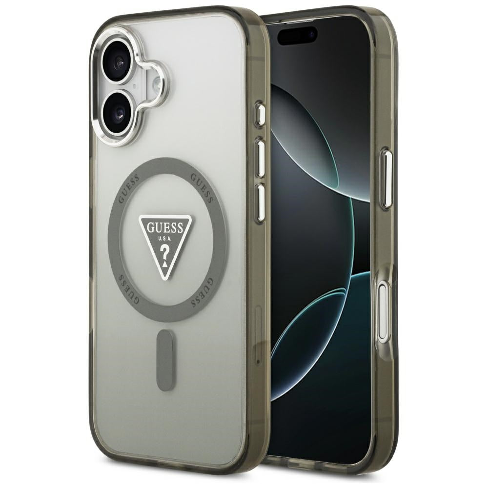 Θήκη MagSafe για Apple iPhone 17, Guess, IML Gradient Triangle Logo, Χακί Ασημί