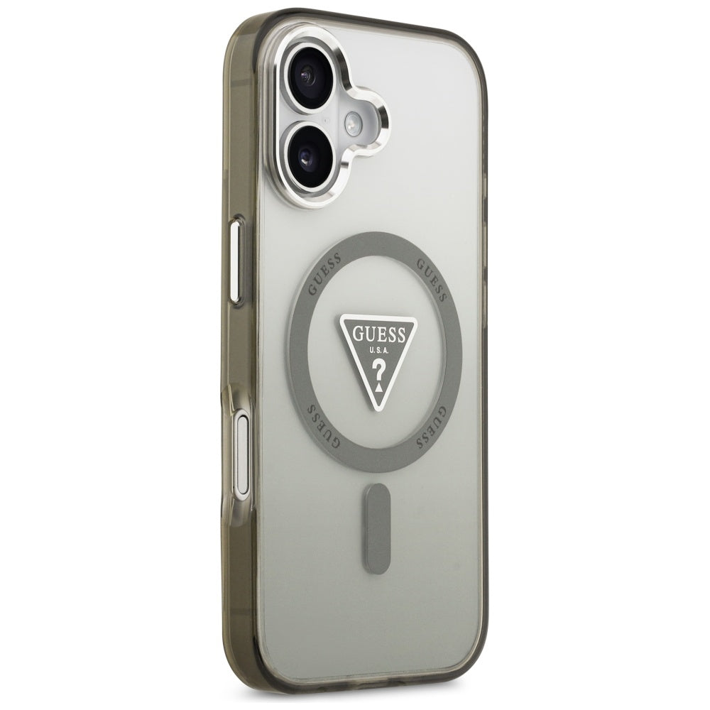 Θήκη MagSafe για Apple iPhone 17, Guess, IML Gradient Triangle Logo, Χακί Ασημί