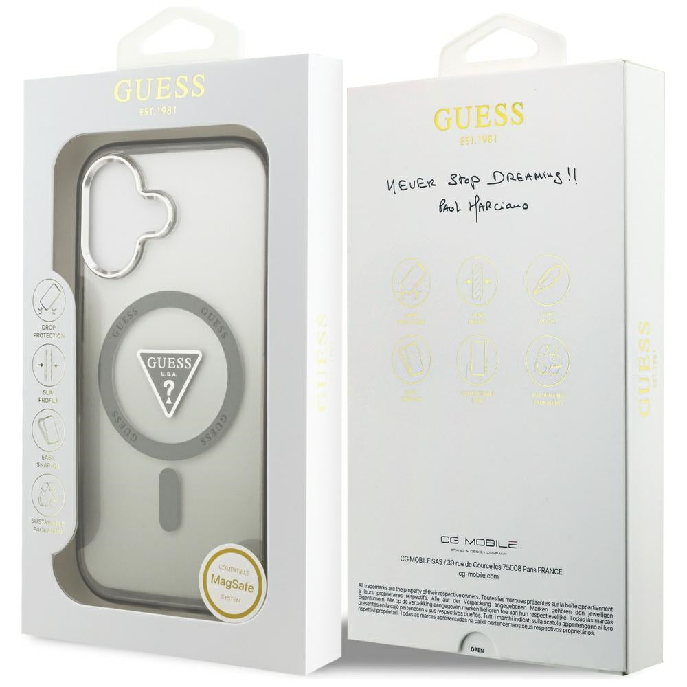 Θήκη MagSafe για Apple iPhone 17, Guess, IML Gradient Triangle Logo, Χακί Ασημί