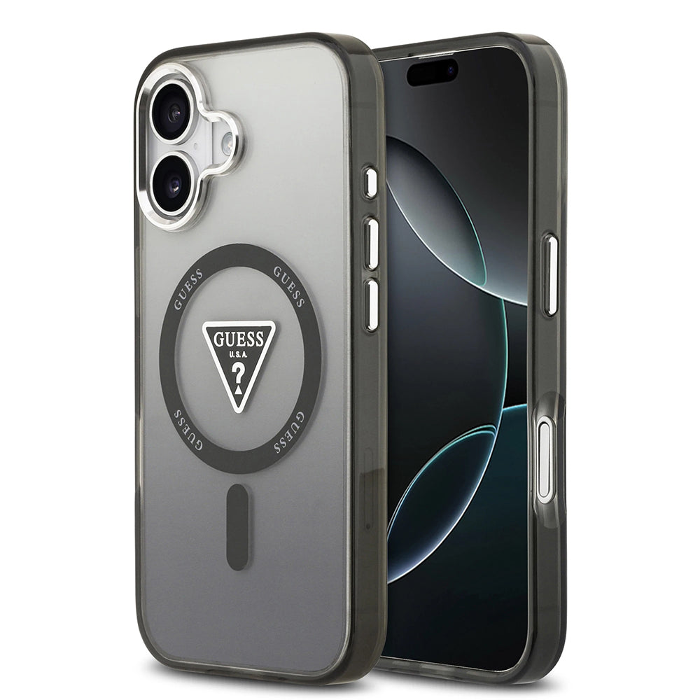 Θήκη MagSafe για Apple iPhone 17, Guess, IML Gradient Triangle Logo, Μαύρη