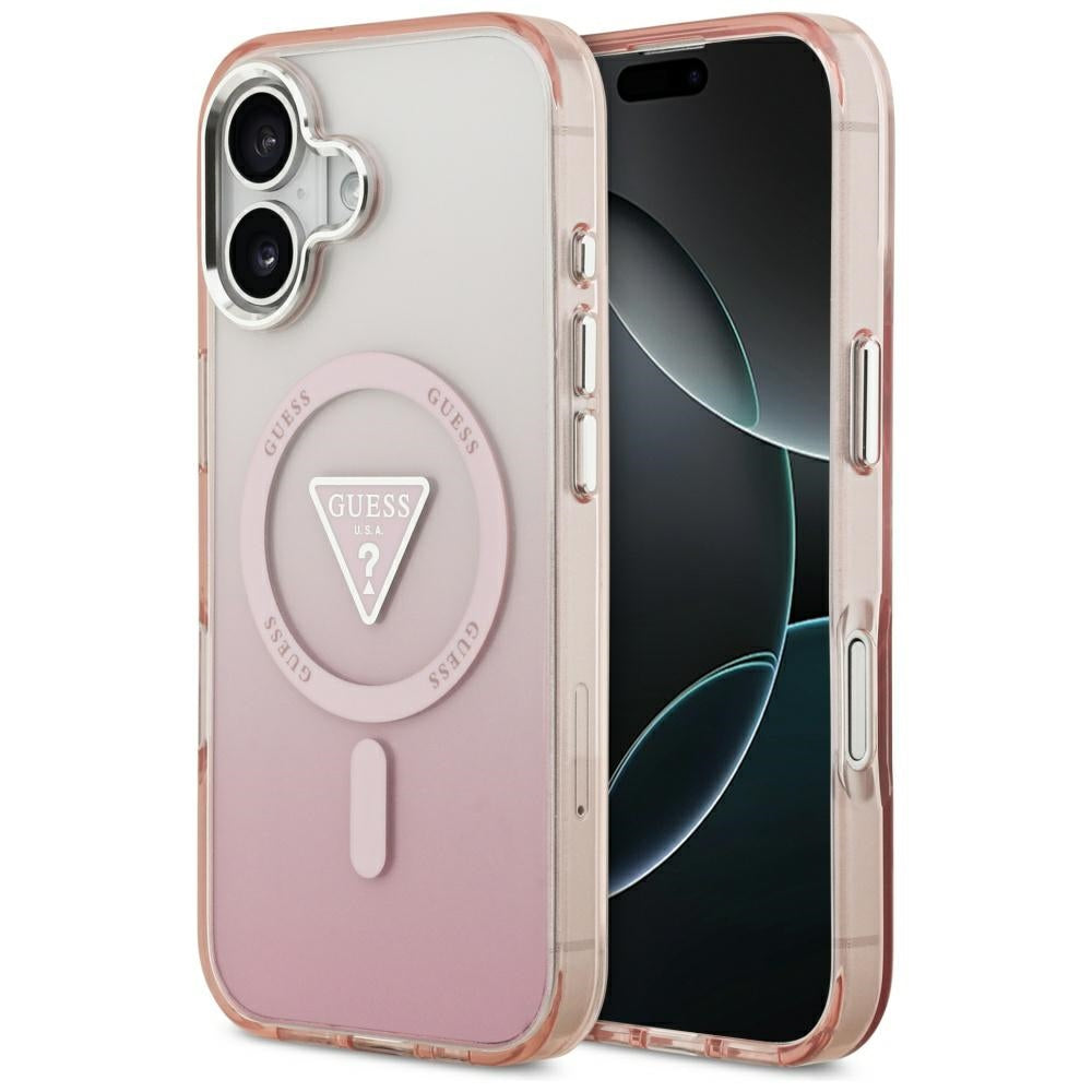 Θήκη MagSafe για Apple iPhone 17, Guess, IML Gradient Triangle Logo, Ροζ