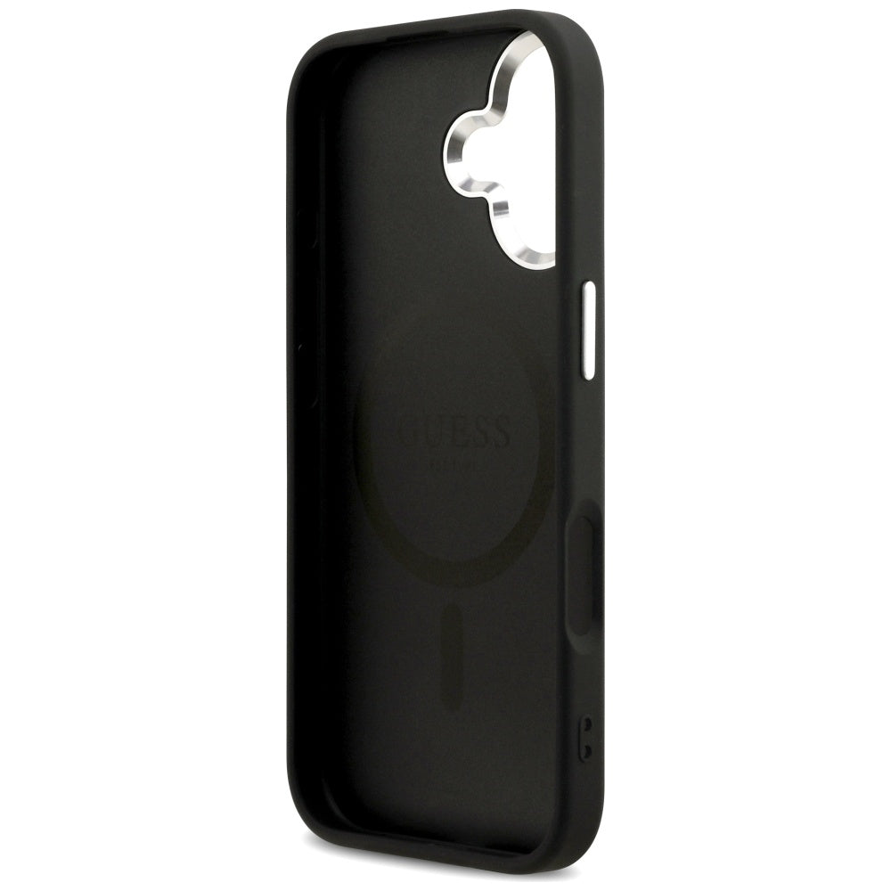 Θήκη MagSafe για Apple iPhone 17, Guess, Peony Hot Stamp Script, Μαύρη