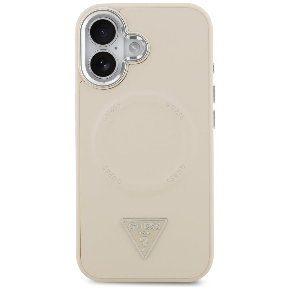 Θήκη MagSafe για Apple iPhone 17, Guess, Triangle Logo, Ασημί Μπεζ