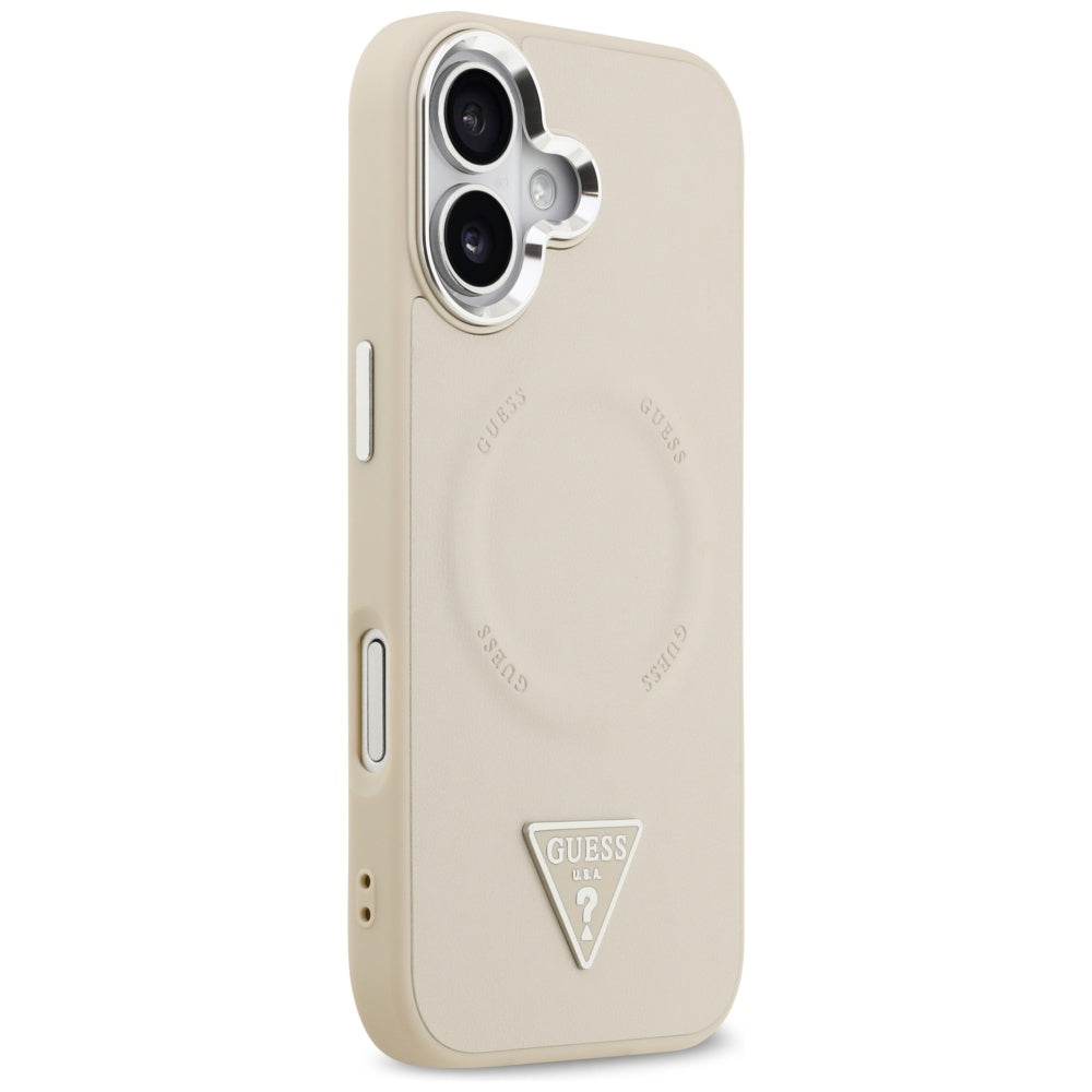Θήκη MagSafe για Apple iPhone 17, Guess, Triangle Logo, Ασημί Μπεζ