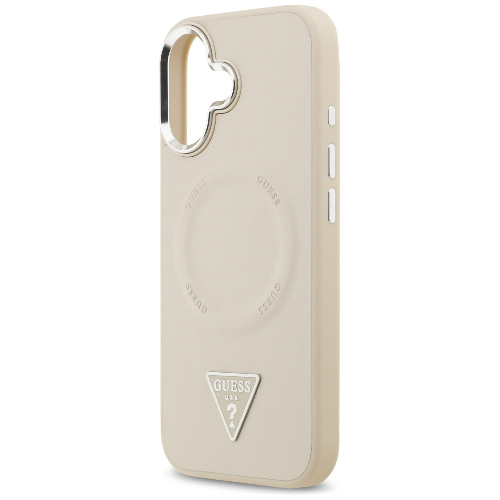 Θήκη MagSafe για Apple iPhone 17, Guess, Triangle Logo, Ασημί Μπεζ