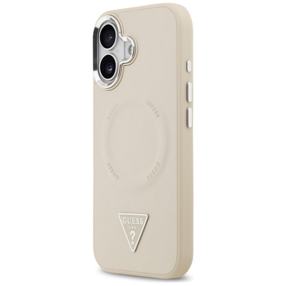 Θήκη MagSafe για Apple iPhone 17, Guess, Triangle Logo, Ασημί Μπεζ
