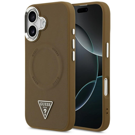 Θήκη MagSafe για Apple iPhone 17, Guess, Triangle Logo, Καφέ Ασημί