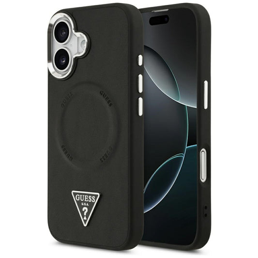 Θήκη MagSafe για Apple iPhone 17, Guess, Triangle Logo, Μαύρη Ασημί