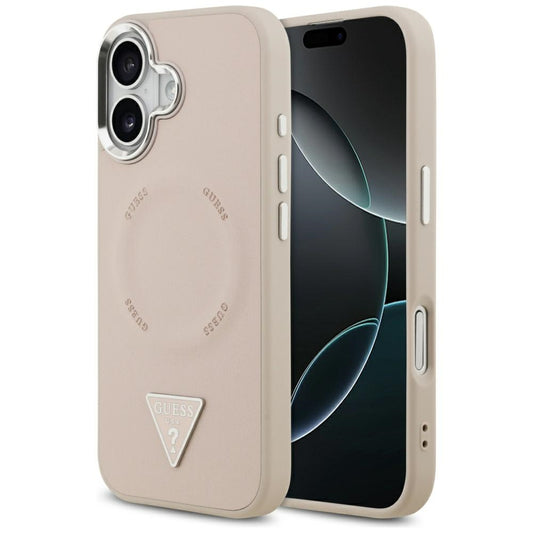 Θήκη MagSafe για Apple iPhone 17, Guess, Triangle Logo, Ροζ Ασημί