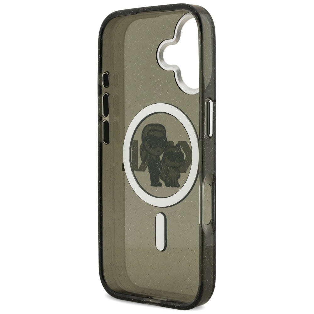 Θήκη MagSafe για Apple iPhone 17, Karl Lagerfeld, IML Sketch Logo Glitter Karl & Choupette, Μαύρη