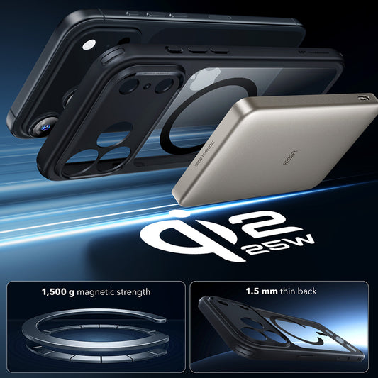 Θήκη MagSafe για Apple iPhone 17 Pro, ESR, Classic Hybrid, Διάφανη Μαύρη