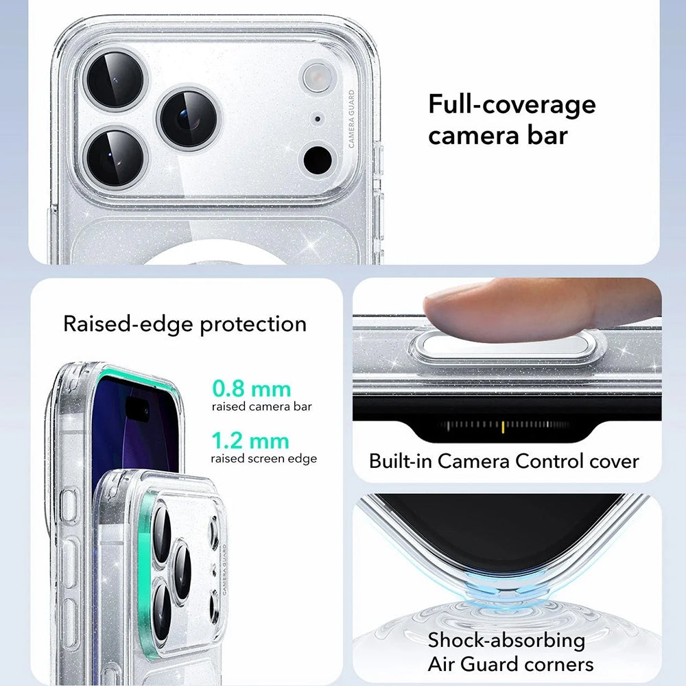 Θήκη MagSafe για Apple iPhone 17 Pro, ESR, Classic Hybrid Shimmer, Διαφανής
