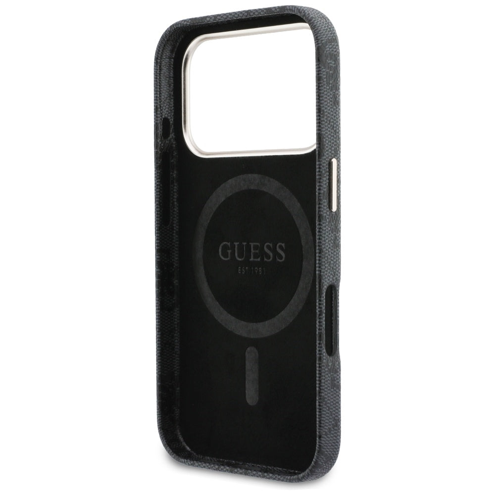 Θήκη MagSafe για Apple iPhone 17 Pro, Guess, 4G Script Logo, Μαύρη