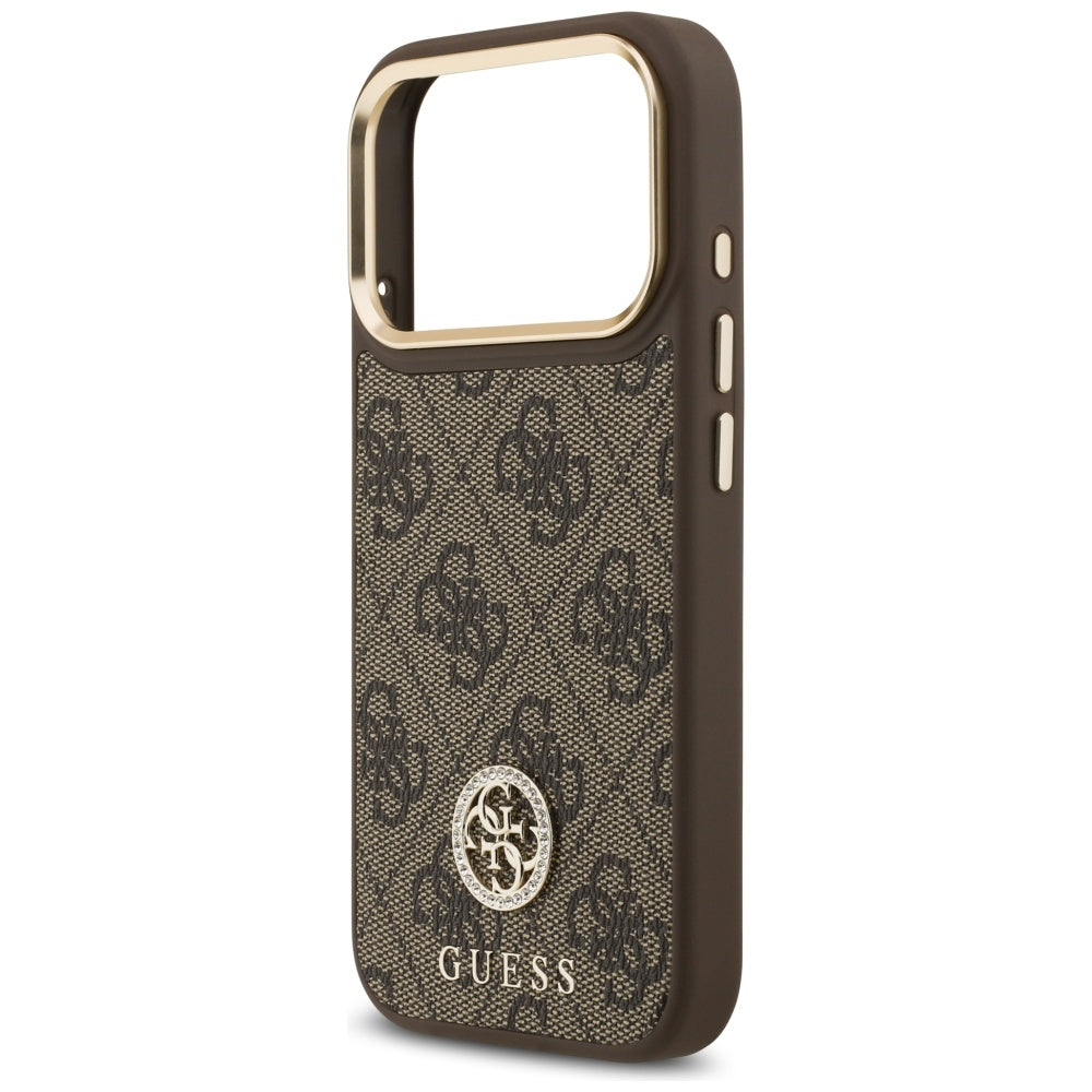 MagSafe Case for Apple iPhone 17 Pro, Guess, 4G Strass Logo, Brown