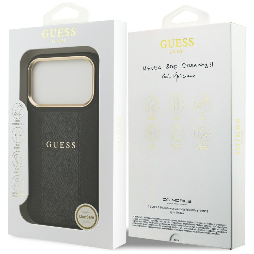 Θήκη MagSafe για Apple iPhone 17 Pro, Guess, 4G Stripe, Μαύρη