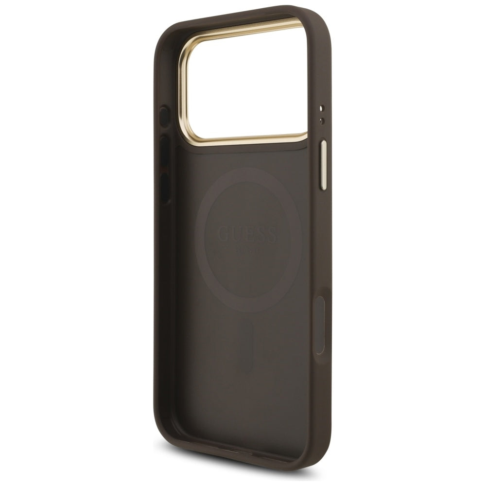 MagSafe Case for Apple iPhone 17 Pro, Guess, 4G Triangle Logo, Golden Brown