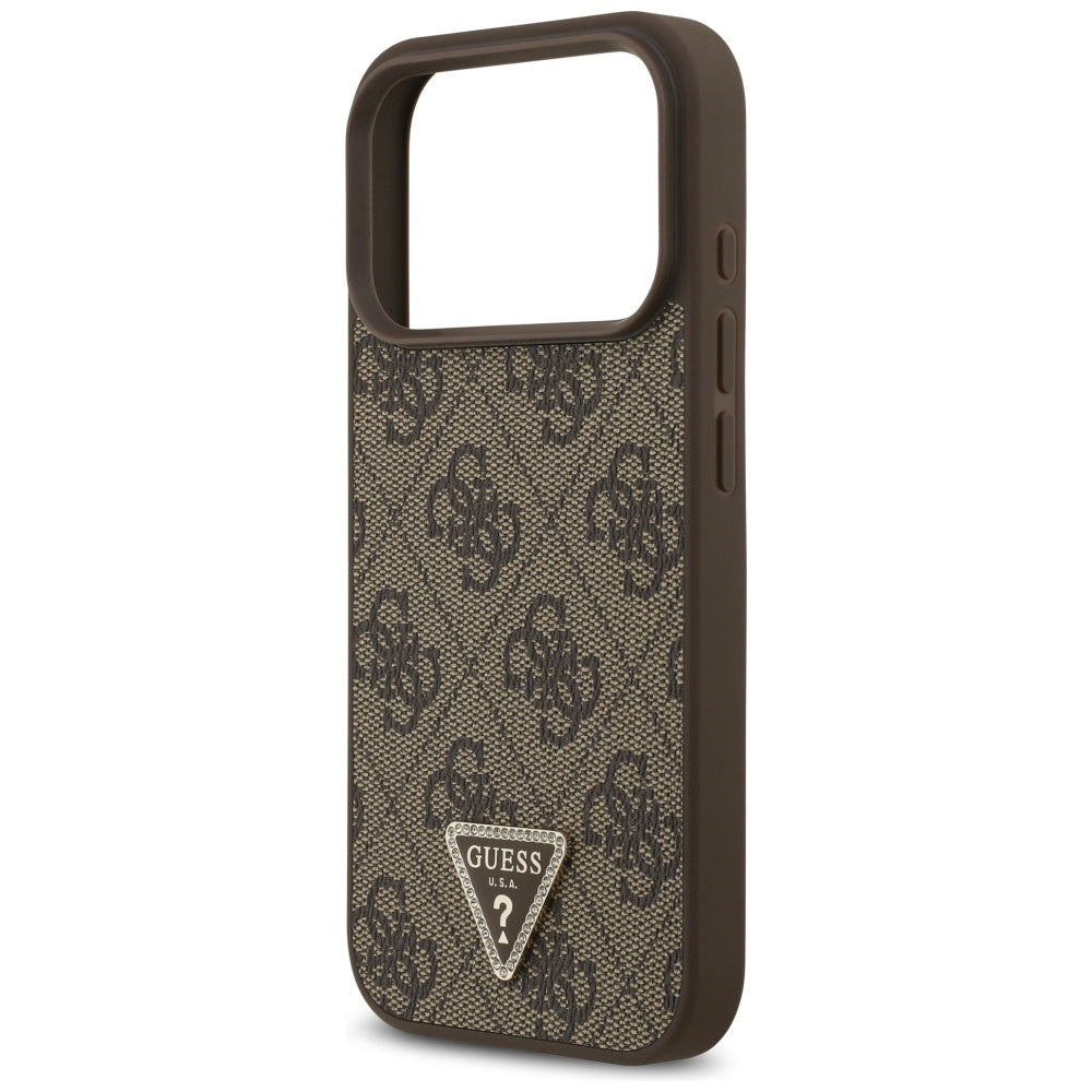 Θήκη MagSafe για Apple iPhone 17 Pro, Guess, 4G Triangle Strass, Καφέ