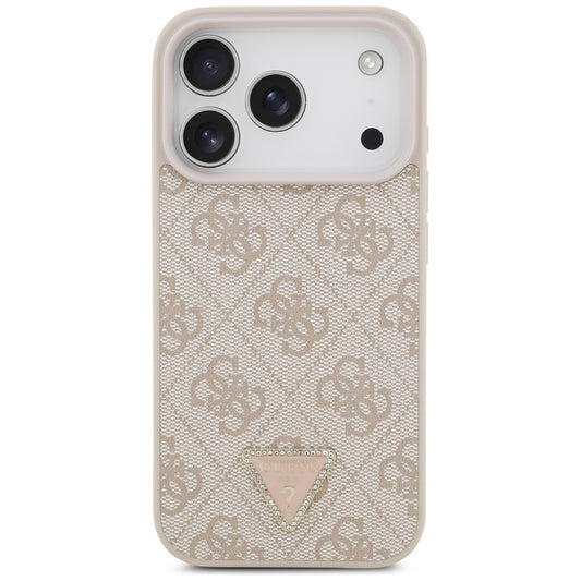 Θήκη MagSafe για Apple iPhone 17 Pro, Guess, 4G Triangle Strass, Ροζ