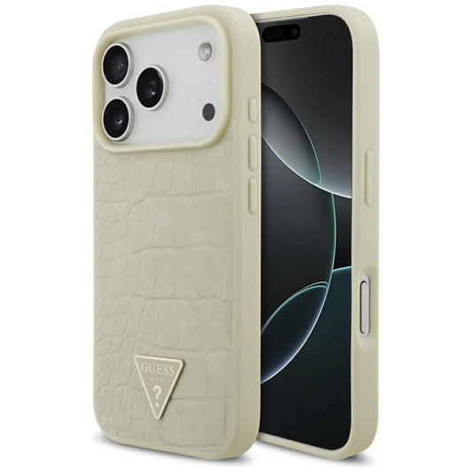 Θήκη MagSafe για Apple iPhone 17 Pro, Guess, Croco Triangle Logo, Χρυσή
